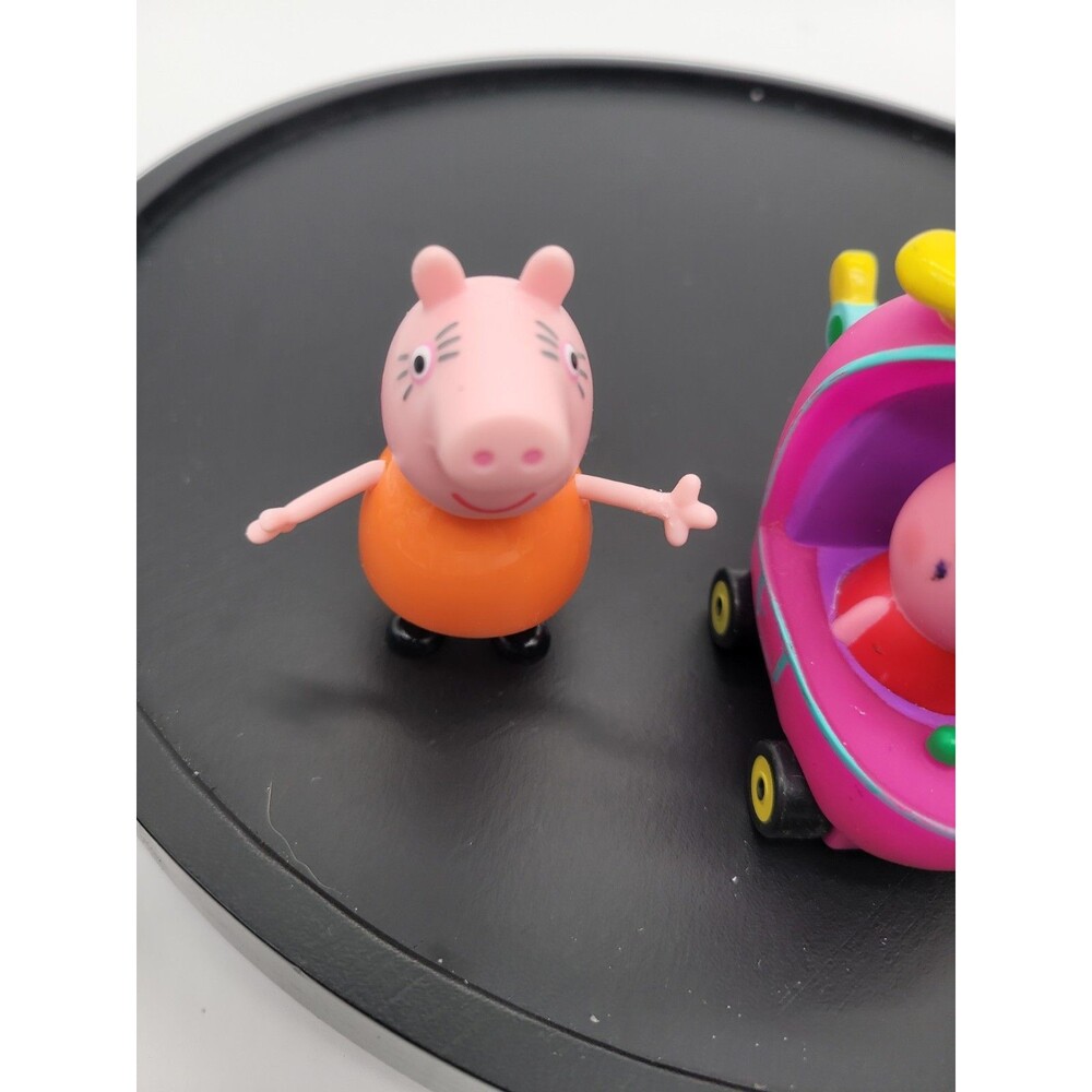 Lot Of 3 Peppa Pig Jazwares Pink Helicopter Rubber Plastic Action Figure 3" - Picture 2 of 14